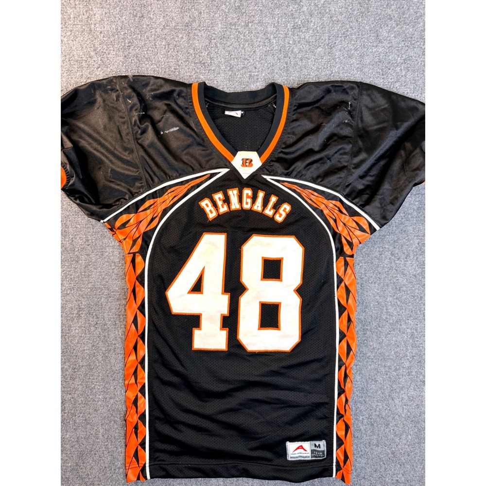 Allen Sportswear Bengals Jersey Mens M Black‎ Orange Mesh Football 48 Stained